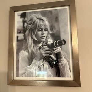 Vintage Style Black and White Brigitte Bardot Print in Silver Frame